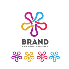 star connect logo color vector , Abstract star ribbon frame emblem logo design,  Ribbon icon vector isolated on white background