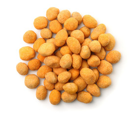 Top view of coated peanuts