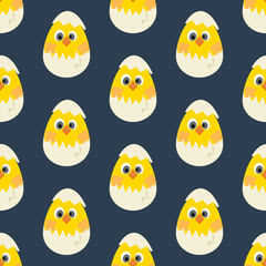 Easter chicken seamless pattern