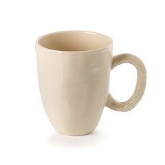 White ceramic glass isolated on a white background