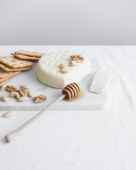 Home made Cheese: Feta Cheese  on White Background