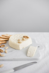 Home made Cheese: Feta Cheese  on White Background