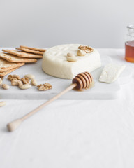 Home made Cheese: Feta Cheese  on White Background