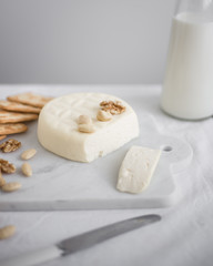 Home made Cheese: Feta Cheese  on White Background