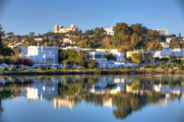 A View of from the Military Phoenician Port of Saint Louis Carthage Cathedral