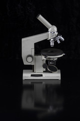 white microscope on a black isolated background