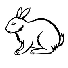 Rabbit. Linear drawing of a bunny . Template for coloring