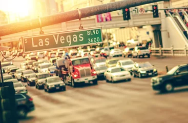 Abwaschbare Fototapete Las Vegas Verkehr am Las Vegas Strip