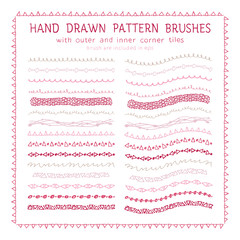 Hand drawn decorative paintbrushes set