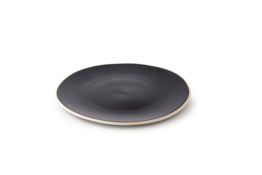 Black Ceramic Plate isolated on a white background