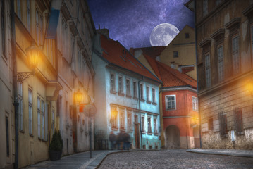 old streets of Prague night.