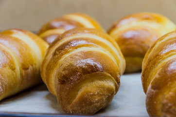 Homemade delicious buns with sausage.