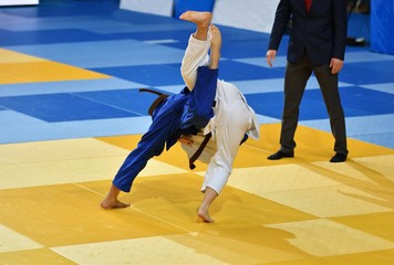 Girls compete in Judo