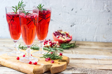 Pomegranate champagne mimosa cocktail