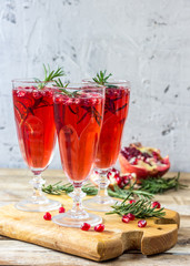 Pomegranate champagne mimosa cocktail