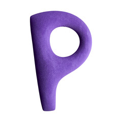 Cheerful Children's Clay Font. Letter P. 3d rendering isolated on white background.