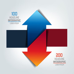 Two arrows in oposite direction  infographic, chart, scheme, diagram.