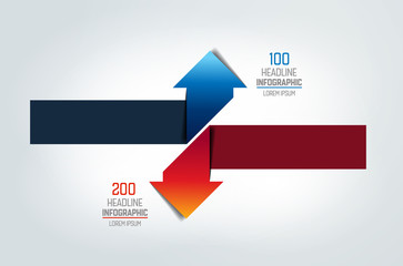 Two arrows in oposite direction  infographic, chart, scheme, diagram.