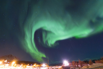 The polar lights in Norway. Tromso.Vikran