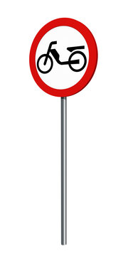 deutsches Verkehrszeichen (Verkehrsverbote): Verbot f&uuml;r Mofas, auf wei&szlig; isoliert. 3d render