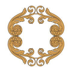 Vintage baroque frame engraving scroll ornament