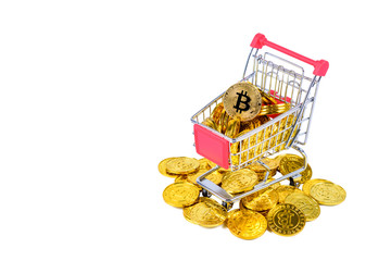 Bitcoin concept : The concept of using bitcoin represent various currencies to trading or shopping.   Bitcoin , Blockchain , cryptocurrencies  is Electronic currency Internet finance