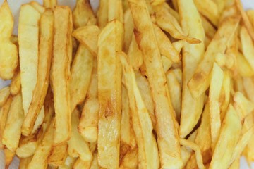 Golden Pile of Homemade Fried French Fries