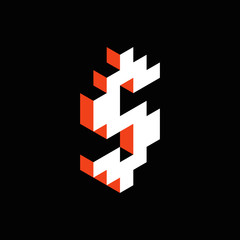 Dollar isometric pixel icon. Vector illustration