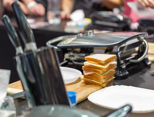 Sandwiches ready for cooking