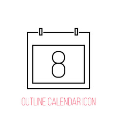 8march icon calendar, vector symbol, line sign, day