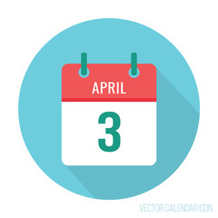 April 3 calendar icon flat