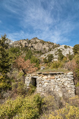 Derelict stone buiding in Mountains near Venaco in Corsica