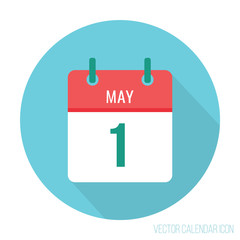 Calendar 1 May icon flat Labor day