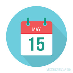 15 May calendar icon flat color