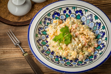 Traditional Russian vegetable salad.