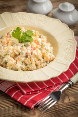 Traditional Russian vegetable salad.