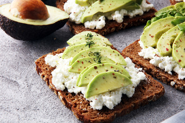 sliced avocado on toast bread with spices