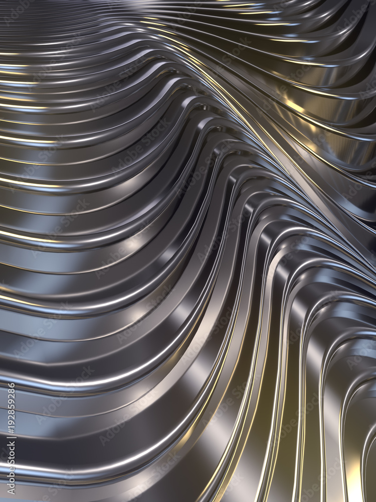 Poster Wave band abstract background surface 3d rendering