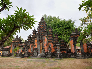 Hindu temple with statues of the gods on Bali island, Indonesia. Balinese Hindu Temple, old hindu...
