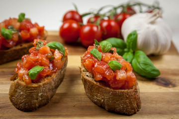 Homemade Italian bruschetta appetizer