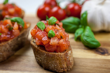 Homemade Italian bruschetta appetizer