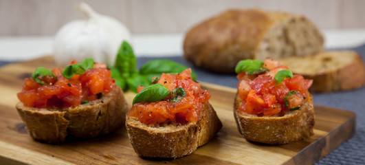 Homemade healthy italian food - bruschetta