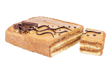 Tasty cream cake isolated on a white background