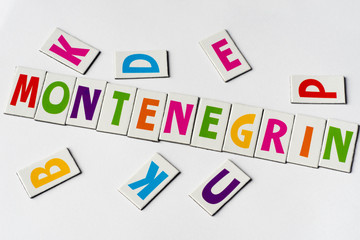 word Montenegrin made of colorful letters