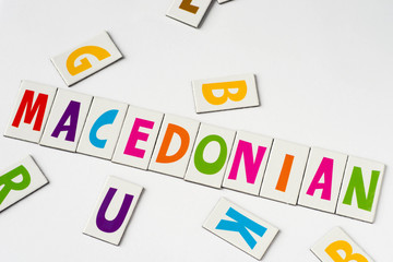 word Macedonian  made of colorful letters
