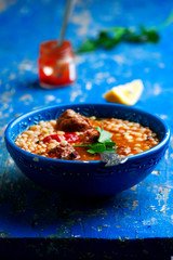 moroccan meatball couscous soup.