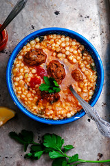 moroccan meatball couscous soup.