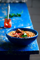 moroccan meatball couscous soup.