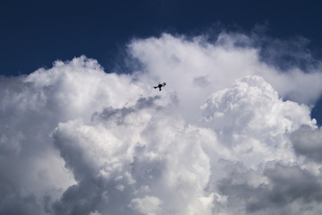 Drone in heavy clouds