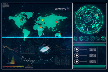 HUD.Radar screen. Vector illustration for your design. Technology background.Futuristic user interface. 